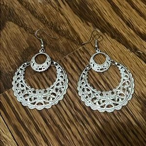 Silver Dangly Round Boho Chic Earrings